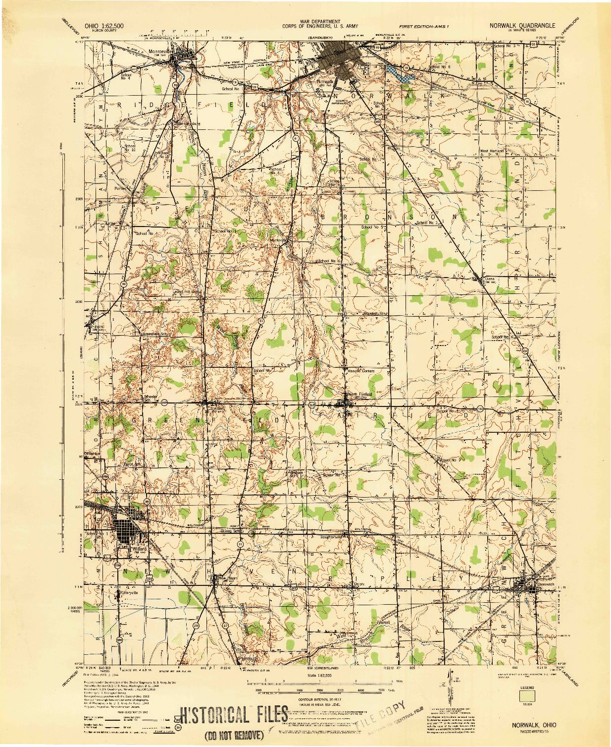 USGS 1:62500-SCALE QUADRANGLE FOR NORWALK, OH 1944