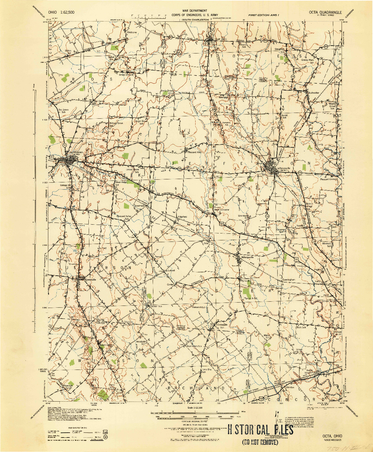 USGS 1:62500-SCALE QUADRANGLE FOR OCTA, OH 1944