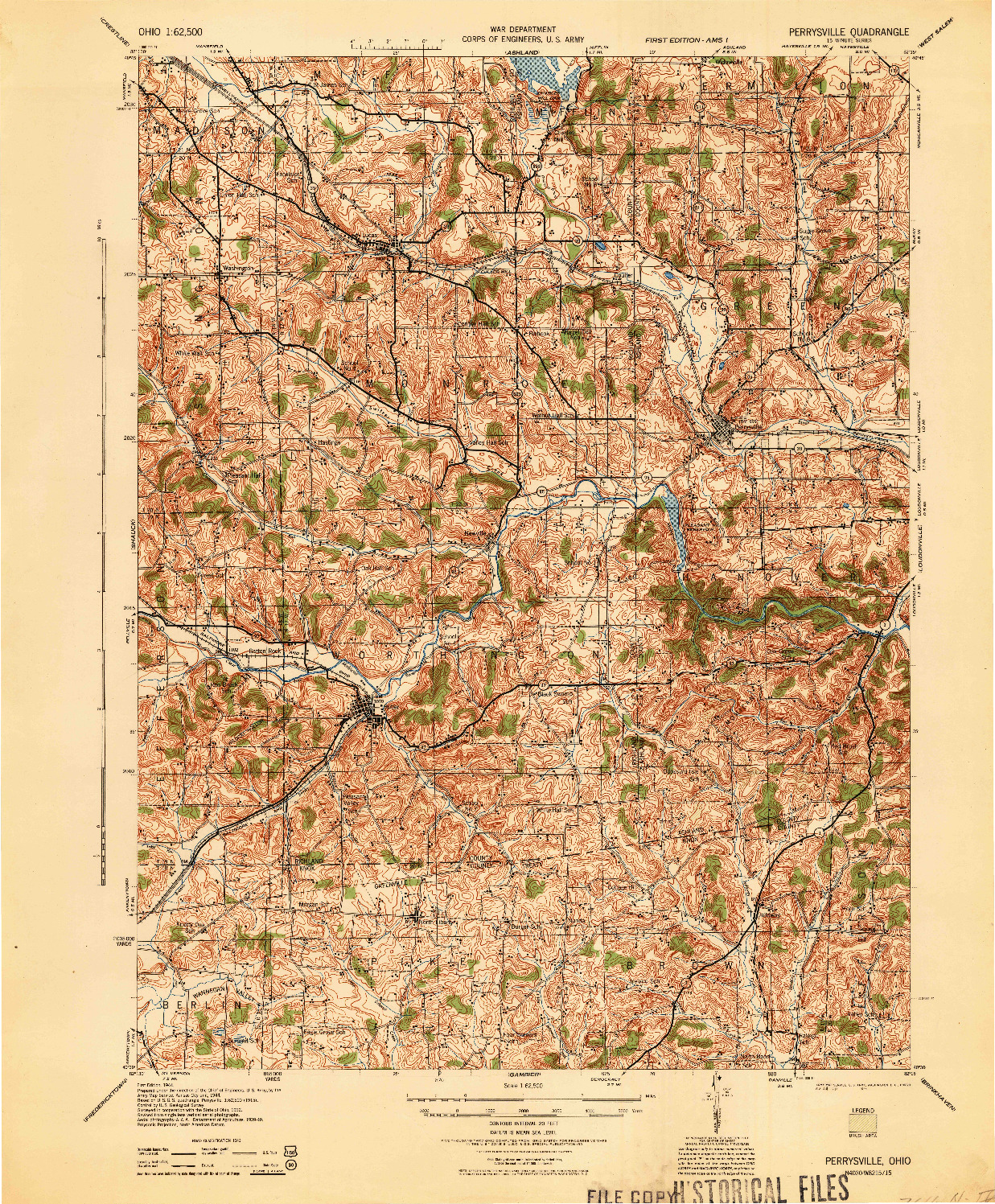 USGS 1:62500-SCALE QUADRANGLE FOR PERRYSVILLE, OH 1944