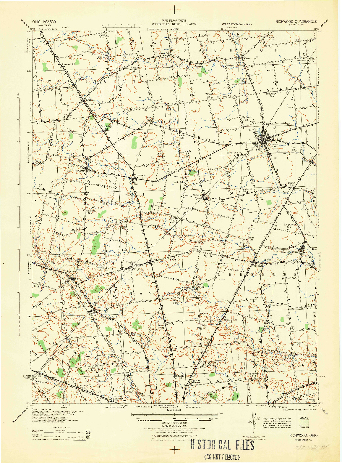USGS 1:62500-SCALE QUADRANGLE FOR RICHWOOD, OH 1944