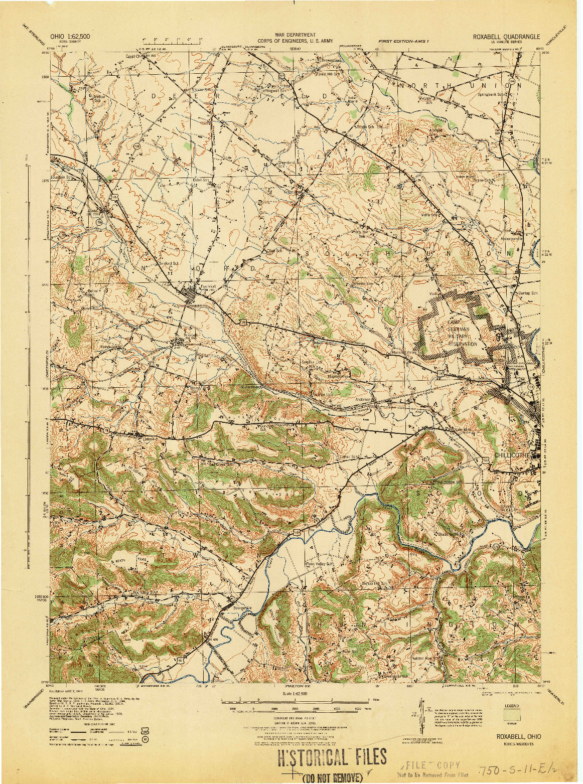 USGS 1:62500-SCALE QUADRANGLE FOR ROXABELL, OH 1944