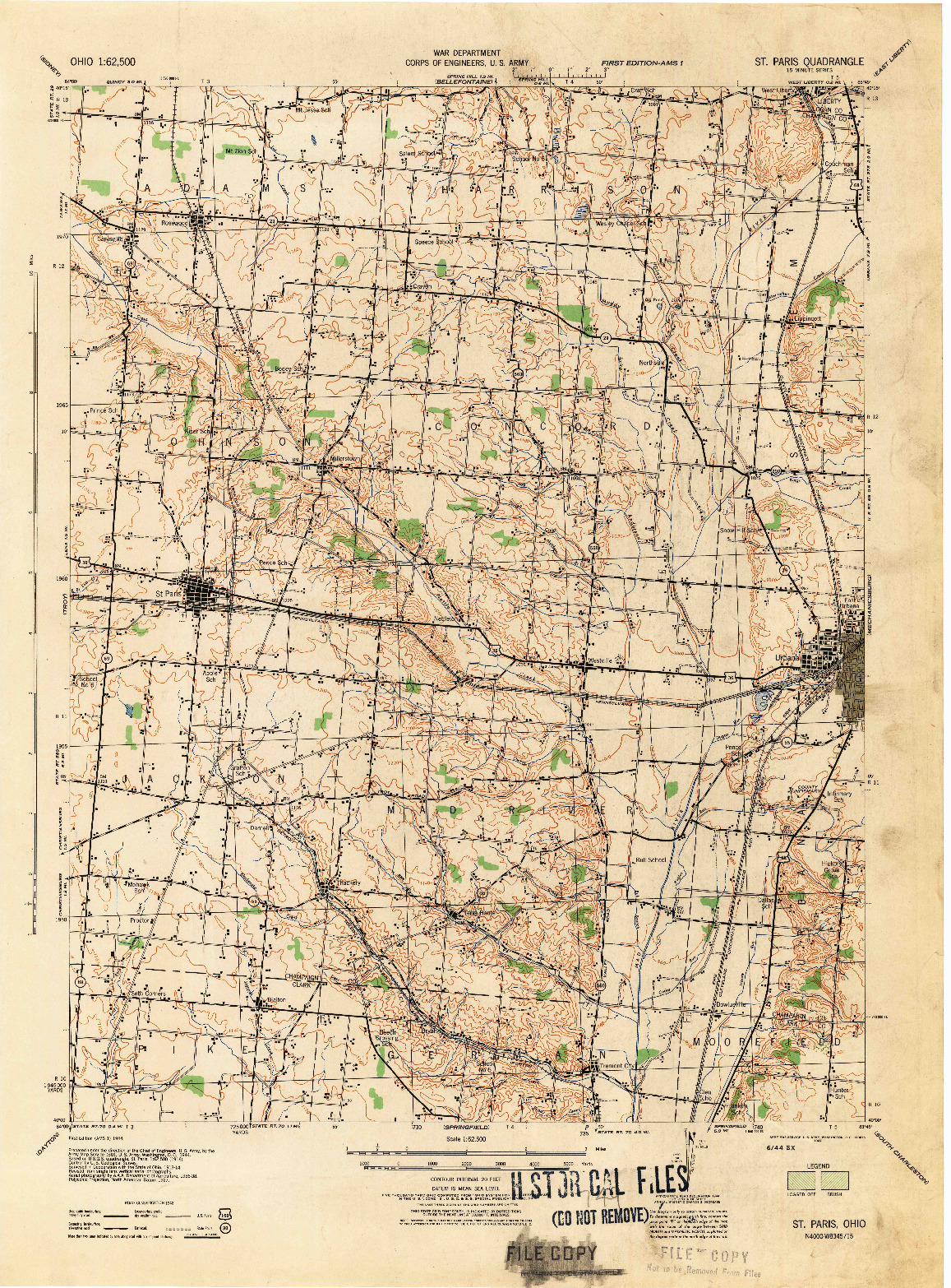 USGS 1:62500-SCALE QUADRANGLE FOR ST. PARIS, OH 1944
