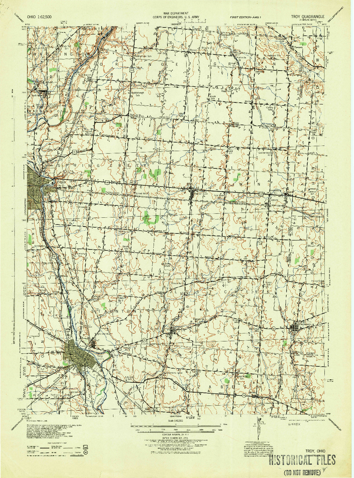USGS 1:62500-SCALE QUADRANGLE FOR TROY, OH 1944