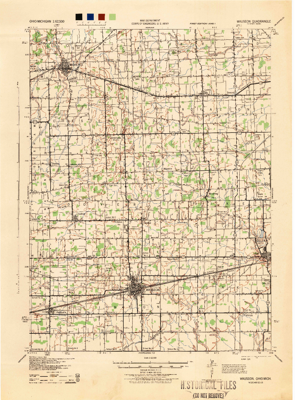USGS 1:62500-SCALE QUADRANGLE FOR WAUSEON, OH 1943