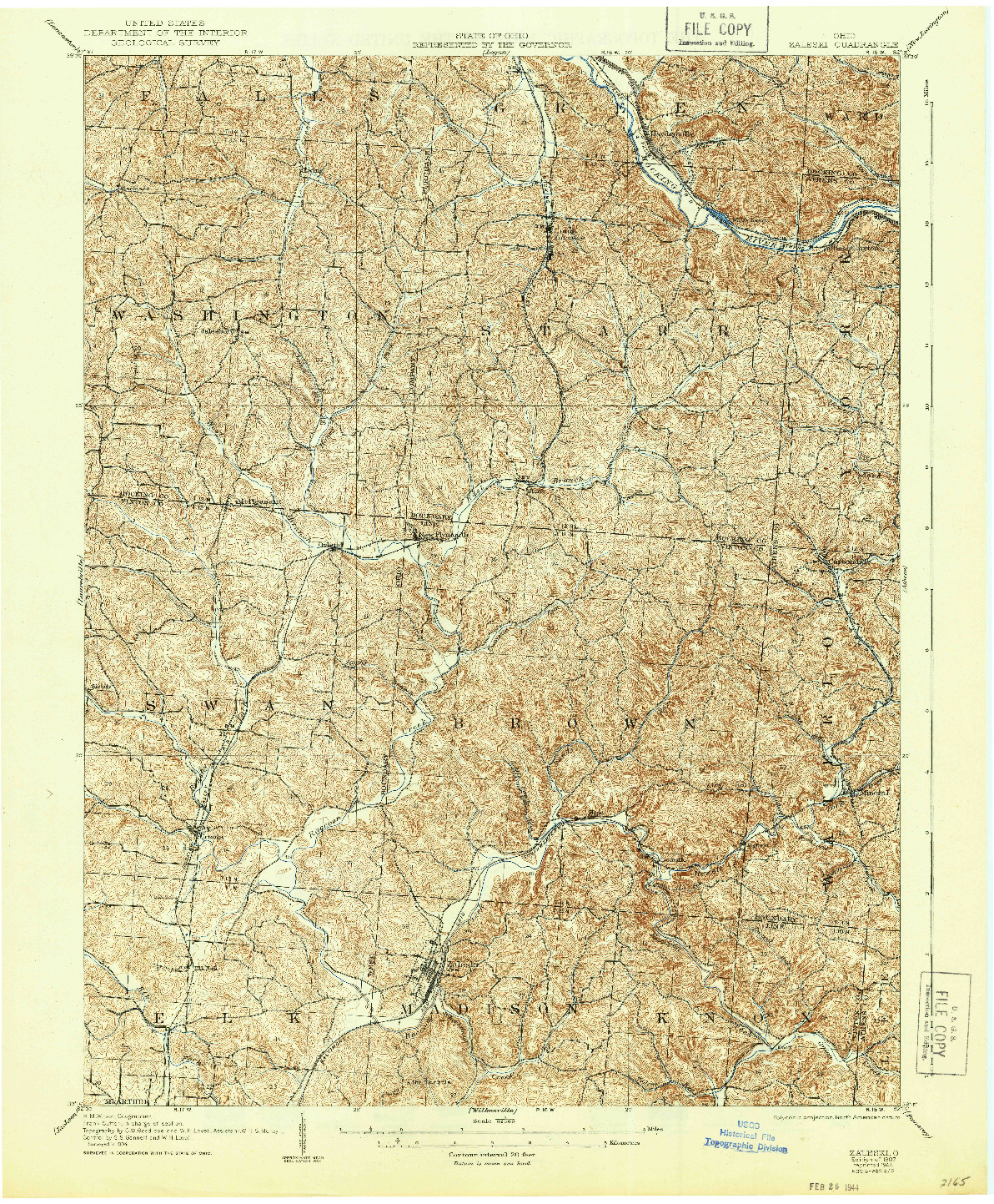 USGS 1:62500-SCALE QUADRANGLE FOR ZALESKI, OH 1907
