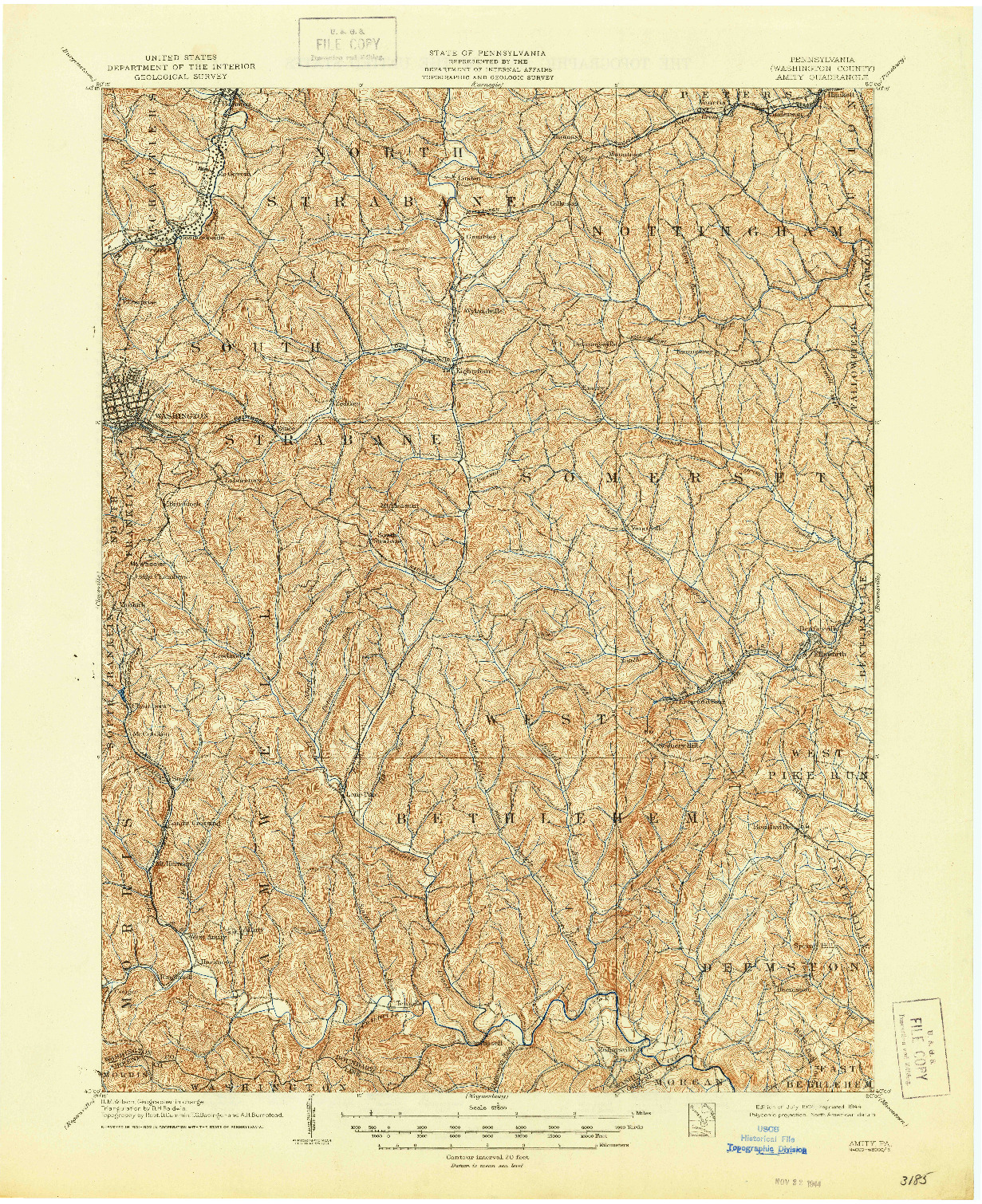 USGS 1:62500-SCALE QUADRANGLE FOR AMITY, PA 1904