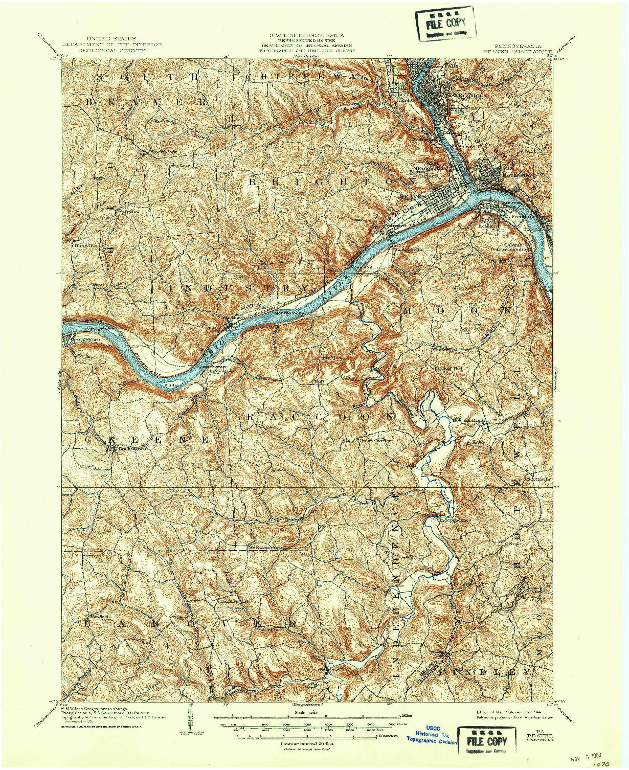 USGS 1:62500-SCALE QUADRANGLE FOR BEAVER, PA 1904