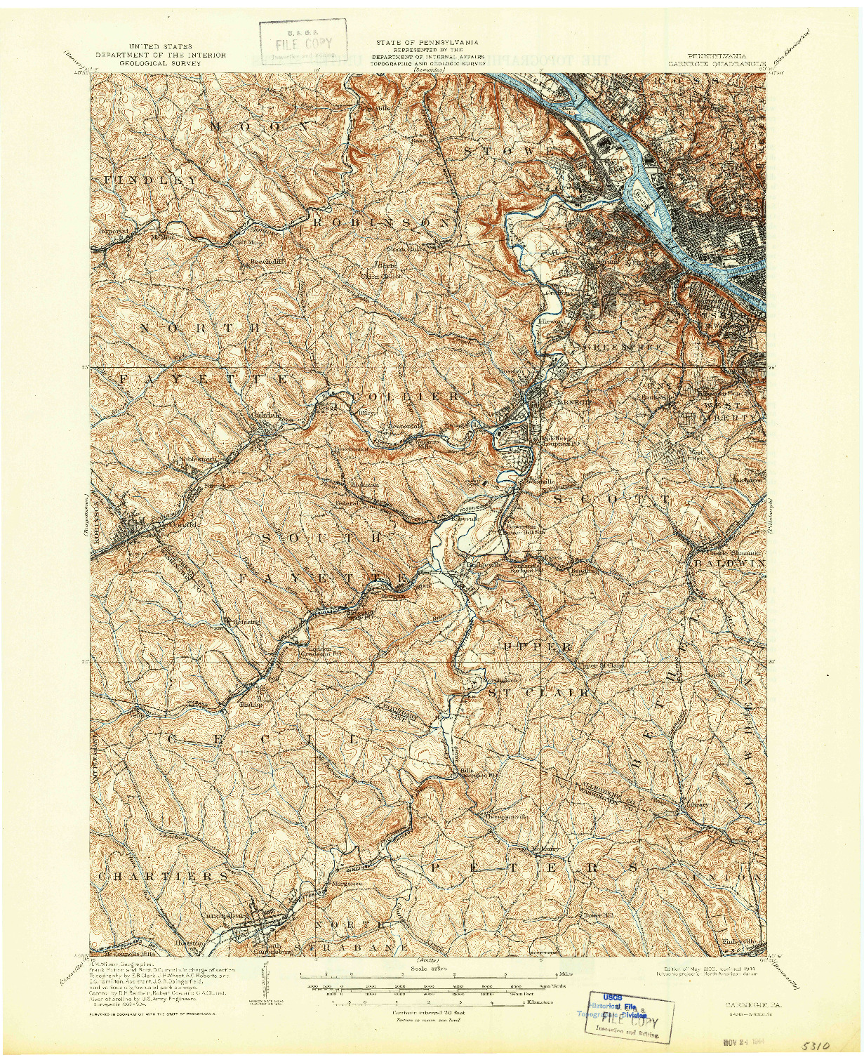 USGS 1:62500-SCALE QUADRANGLE FOR CARNEGIE, PA 1906