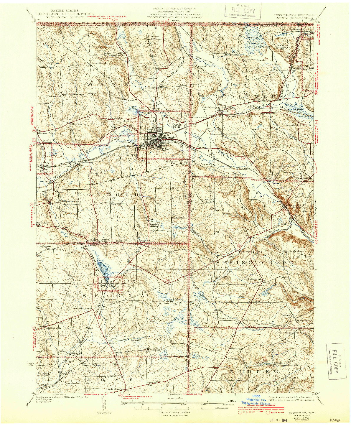 USGS 1:62500-SCALE QUADRANGLE FOR CORRY, PA 1932