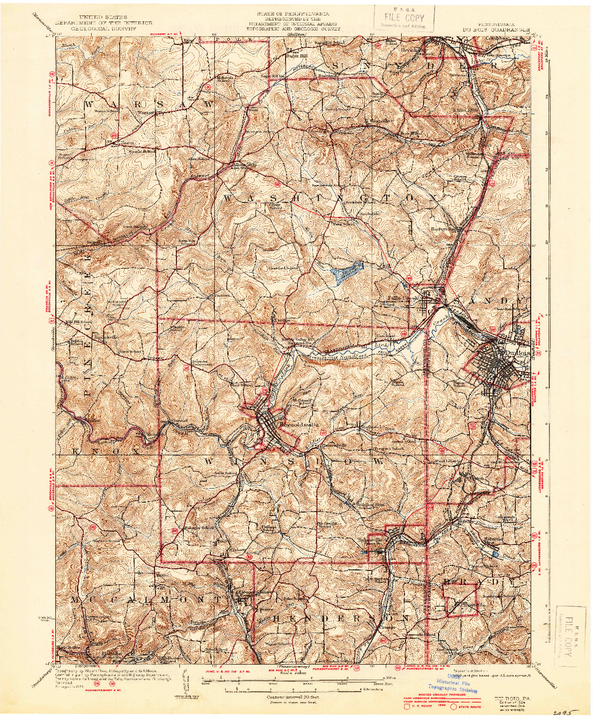 USGS 1:62500-SCALE QUADRANGLE FOR DU BOIS, PA 1924