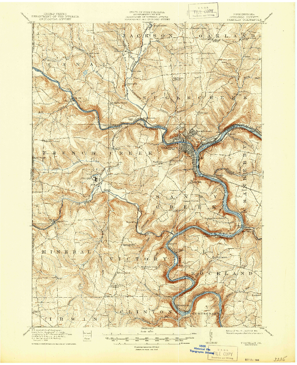 USGS 1:62500-SCALE QUADRANGLE FOR FRANKLIN, PA 1911