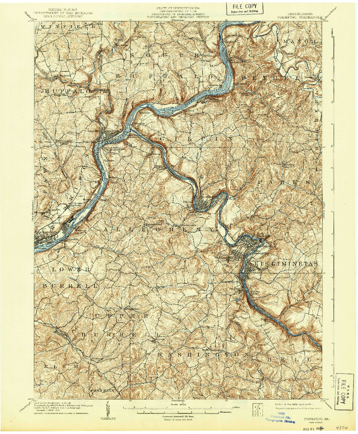 USGS 1:62500-SCALE QUADRANGLE FOR FREEPORT, PA 1909