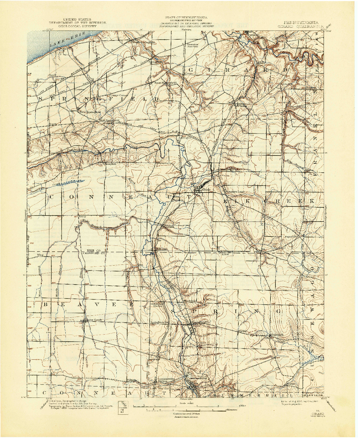 USGS 1:62500-SCALE QUADRANGLE FOR GIRARD, PA 1900