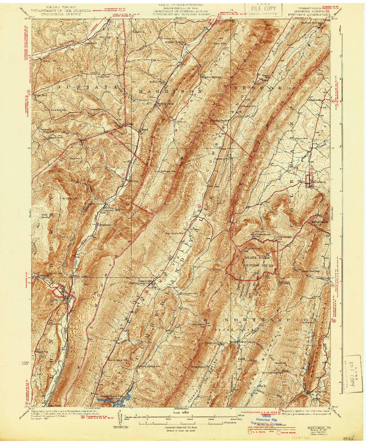 USGS 1:62500-SCALE QUADRANGLE FOR HYNDMAN, PA 1931