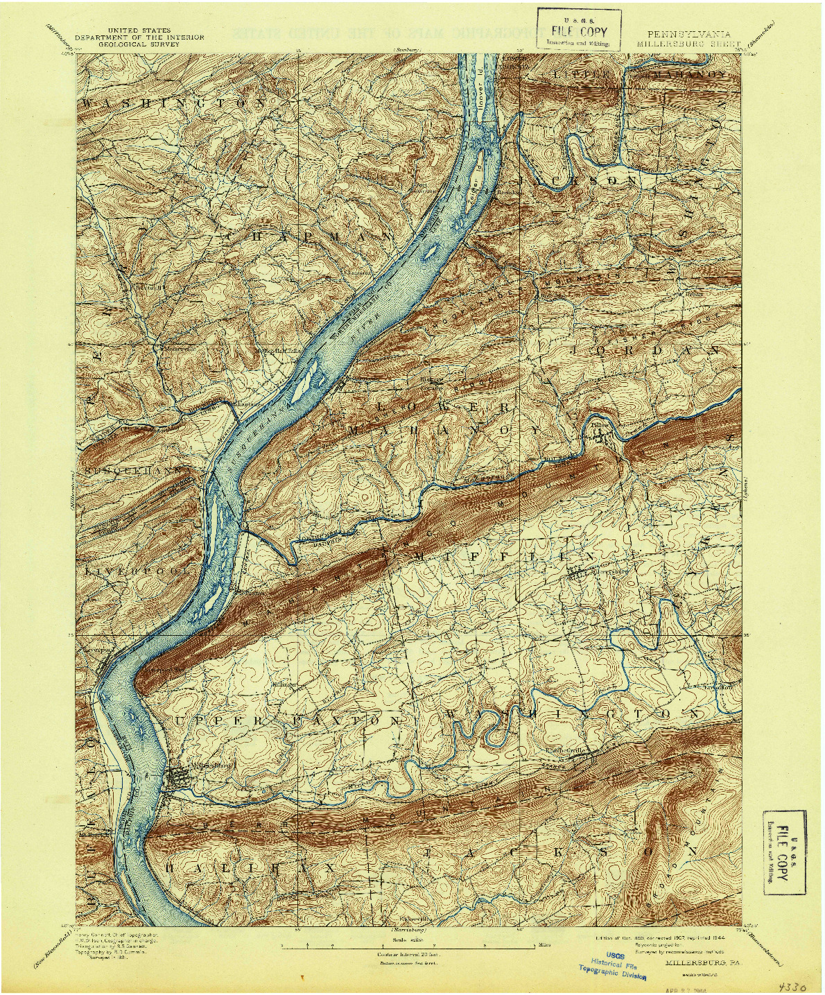 USGS 1:62500-SCALE QUADRANGLE FOR MILLERSBURG, PA 1893