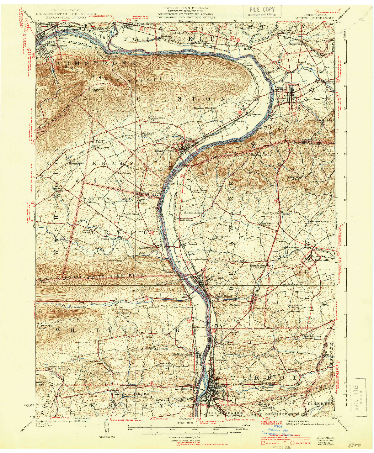 USGS 1:62500-SCALE QUADRANGLE FOR MILTON, PA 1924