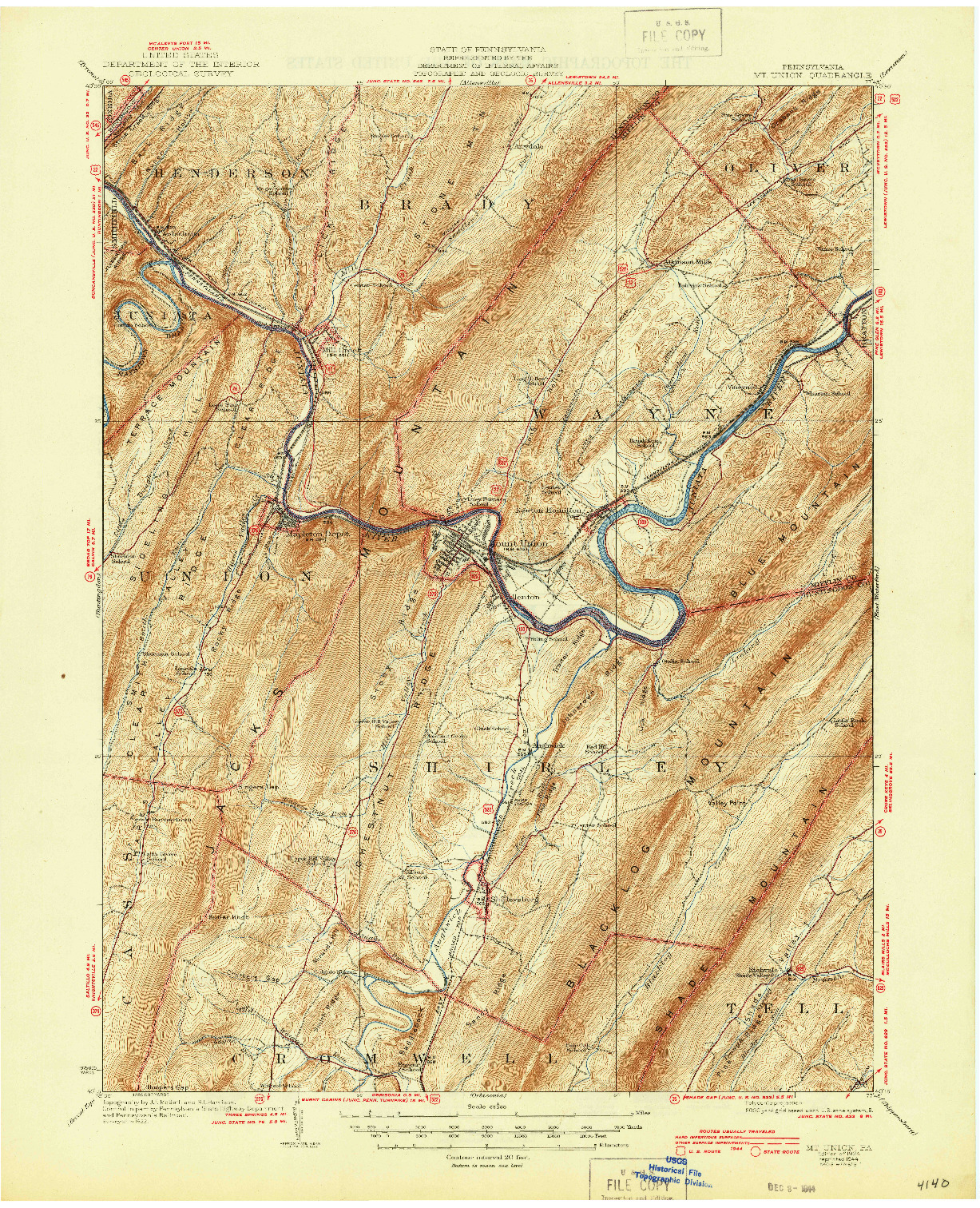 USGS 1:62500-SCALE QUADRANGLE FOR MOUNT UNION, PA 1924