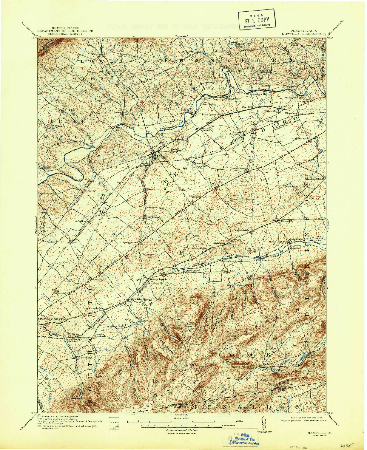 USGS 1:62500-SCALE QUADRANGLE FOR NEWVILLE, PA 1919