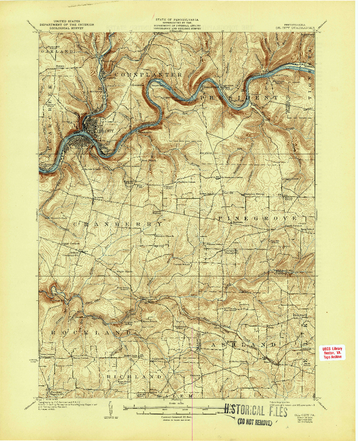 USGS 1:62500-SCALE QUADRANGLE FOR OIL CITY, PA 1924