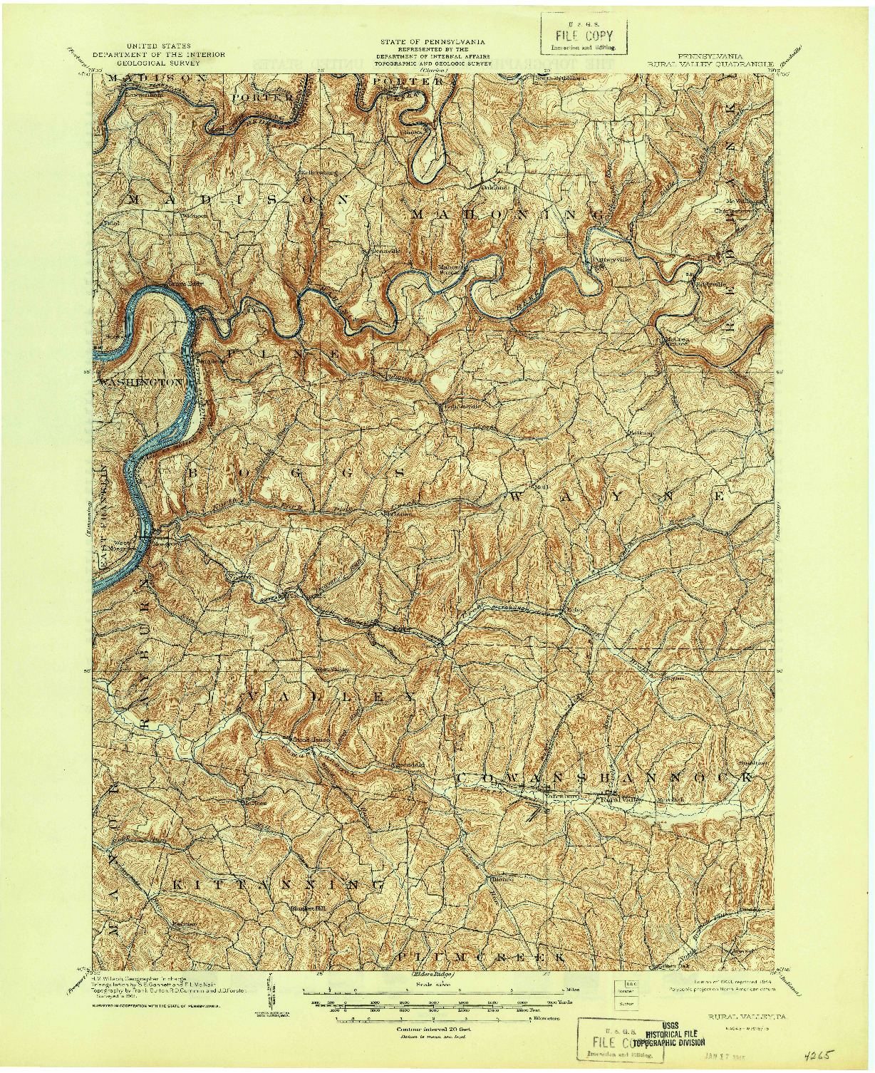 USGS 1:62500-SCALE QUADRANGLE FOR RURAL VALLEY, PA 1903