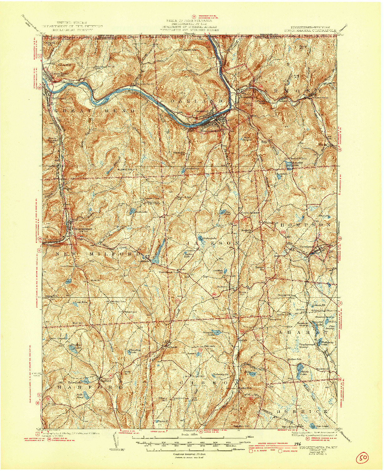 USGS 1:62500-SCALE QUADRANGLE FOR SUSQUEHANNA, PA 1935