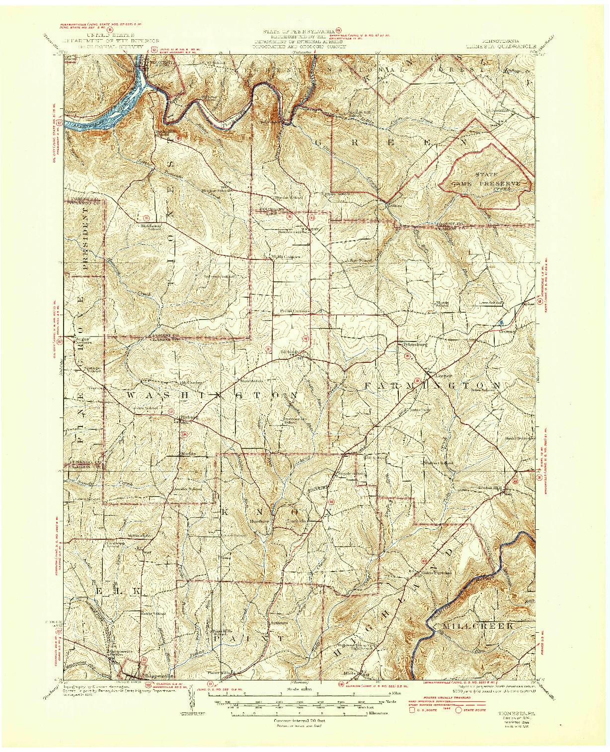 USGS 1:62500-SCALE QUADRANGLE FOR TIONESTA, PA 1924
