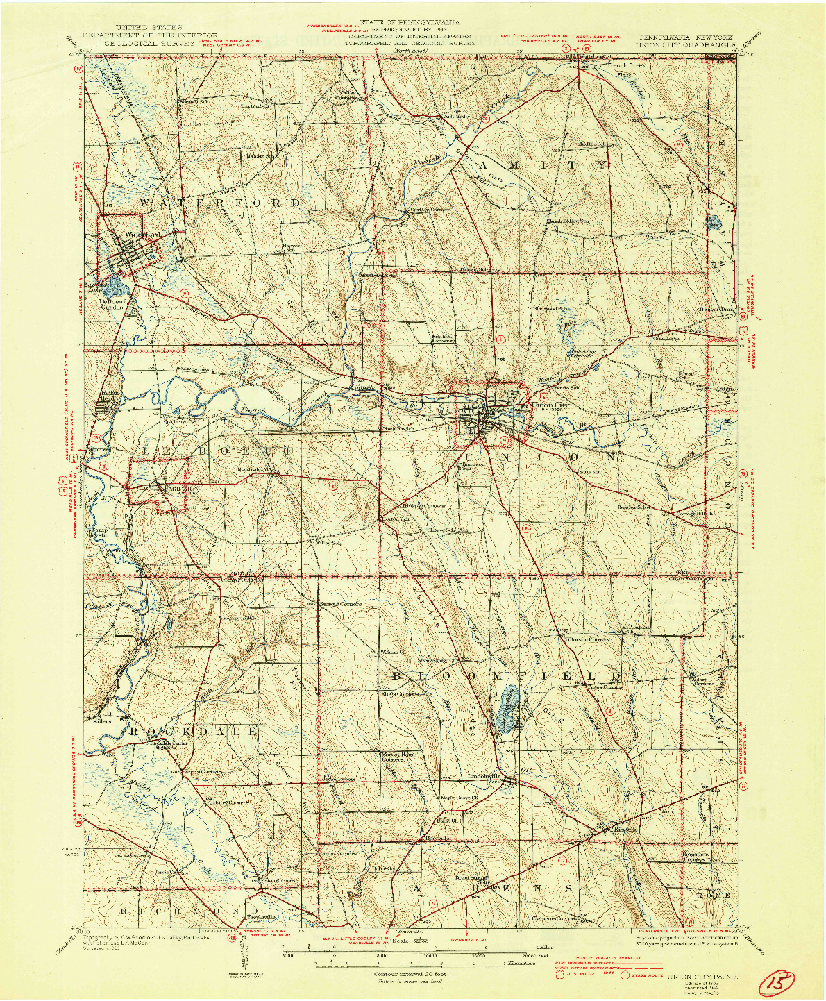 USGS 1:62500-SCALE QUADRANGLE FOR UNION CITY, PA 1932