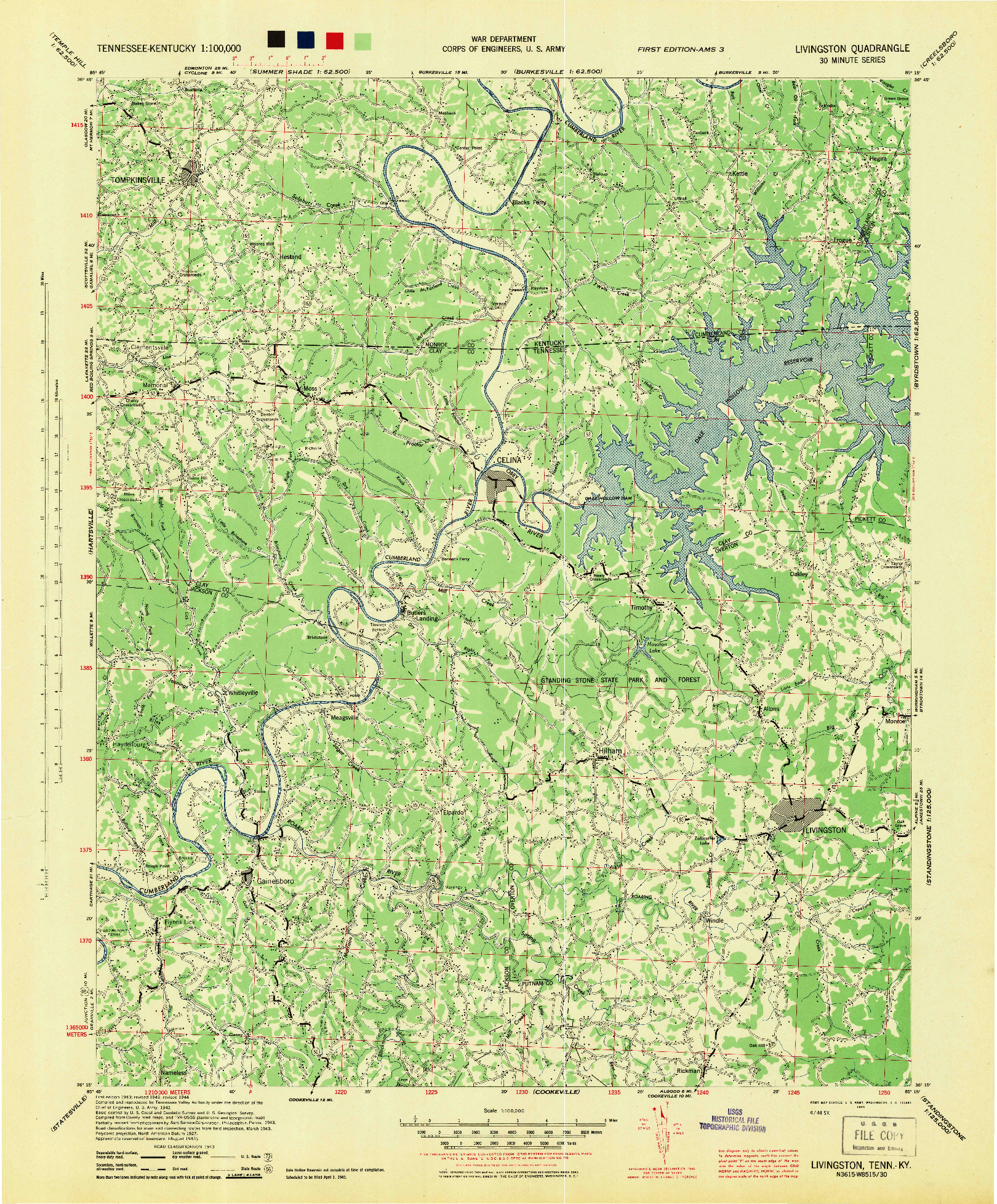 USGS 1:24000-SCALE QUADRANGLE FOR LIVINGSTON, TN 1944