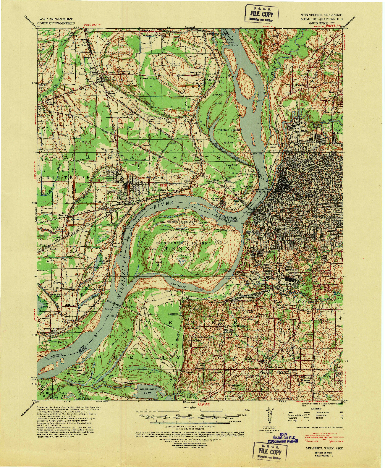 USGS 1:62500-SCALE QUADRANGLE FOR MEMPHIS, TN 1939