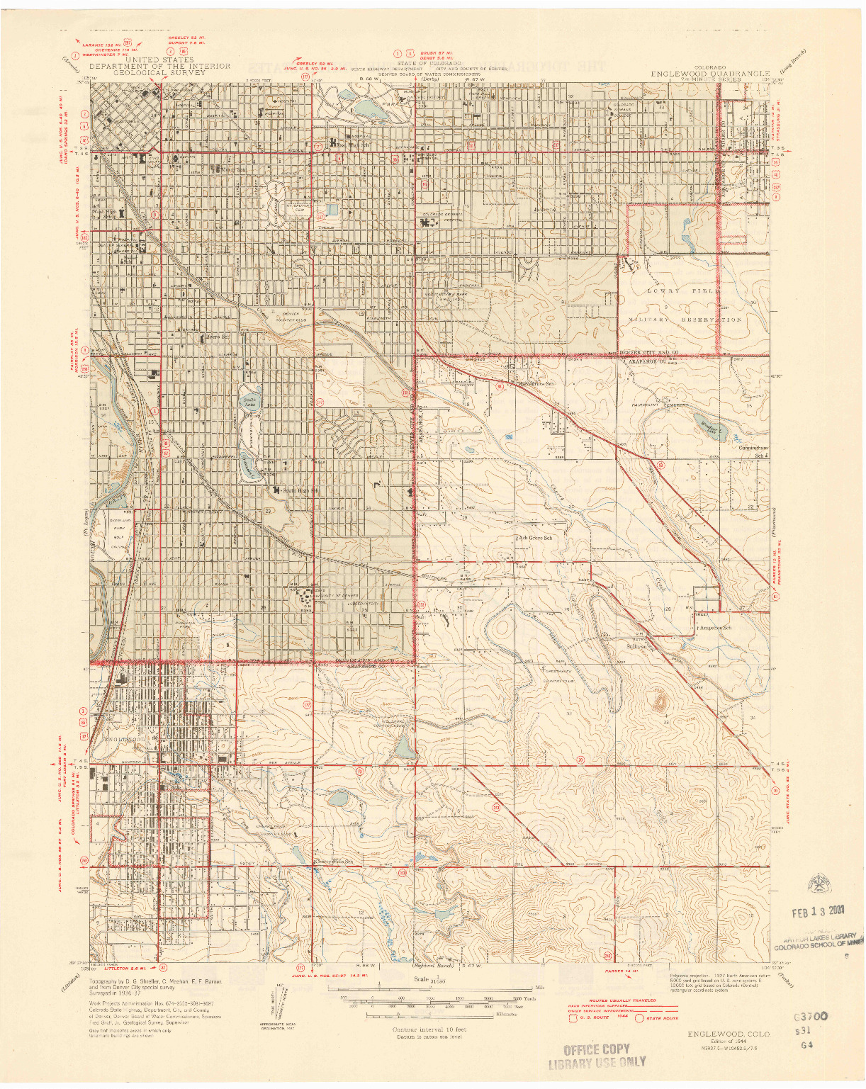 USGS 1:31680-SCALE QUADRANGLE FOR ENGLEWOOD, CO 1944