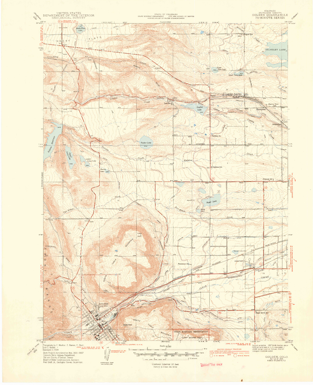 USGS 1:31680-SCALE QUADRANGLE FOR GOLDEN, CO 1944
