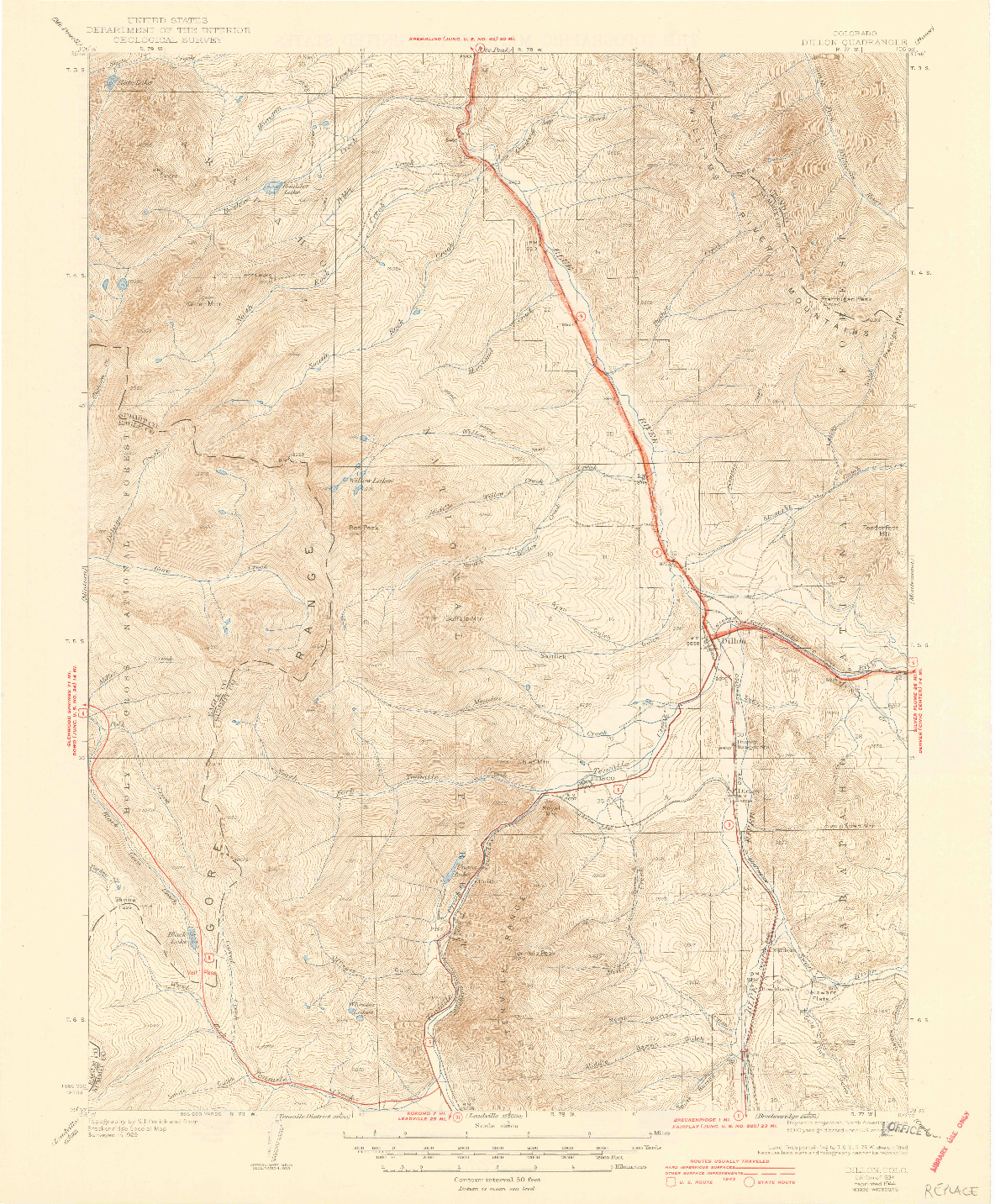 USGS 1:62500-SCALE QUADRANGLE FOR DILLON, CO 1934