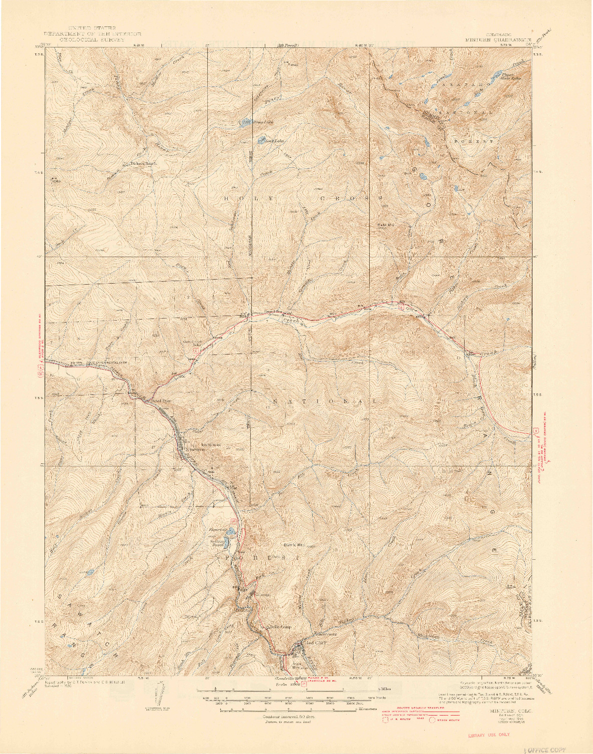 USGS 1:62500-SCALE QUADRANGLE FOR MINTURN, CO 1934