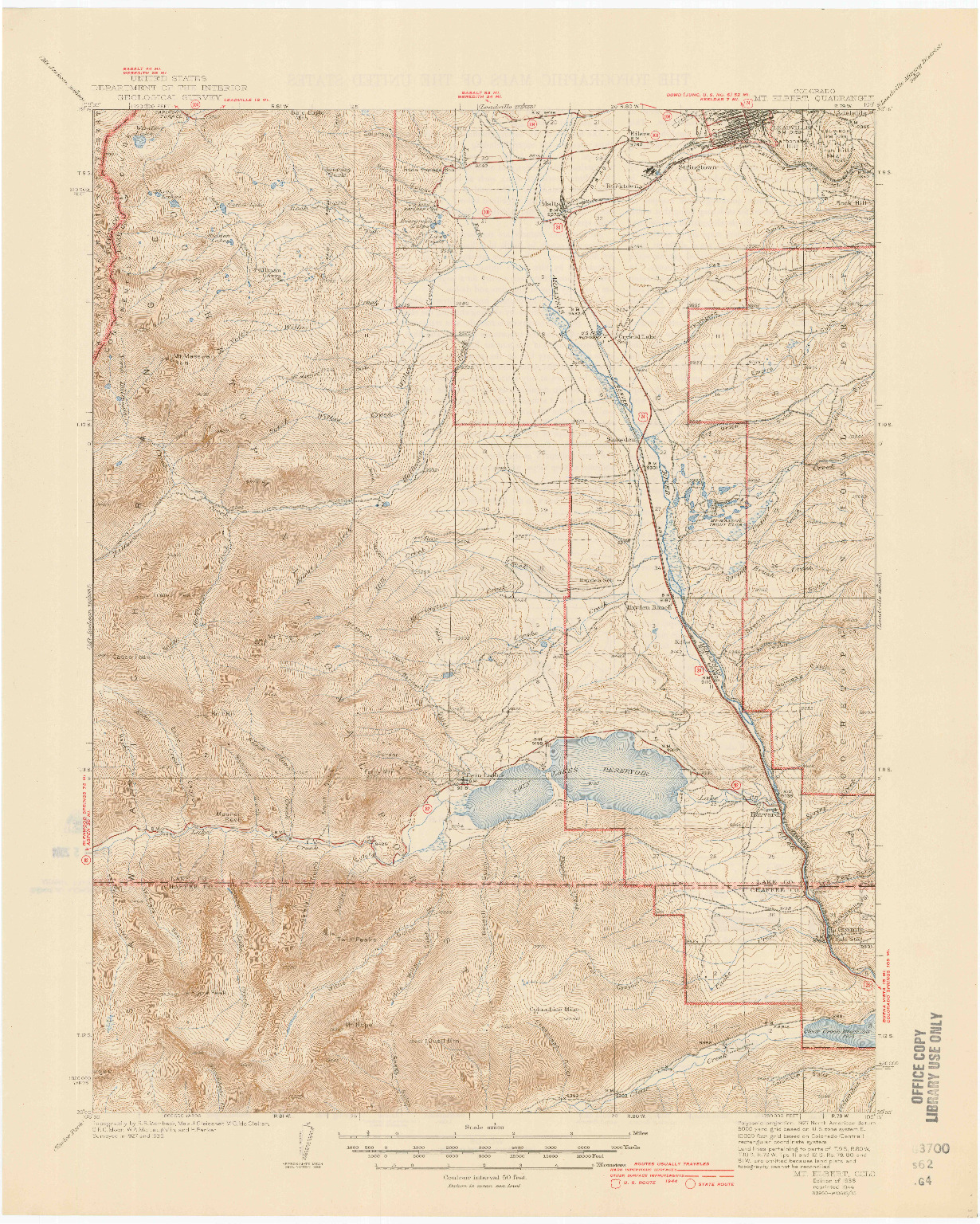 USGS 1:62500-SCALE QUADRANGLE FOR MOUNT ELBERT, CO 1938