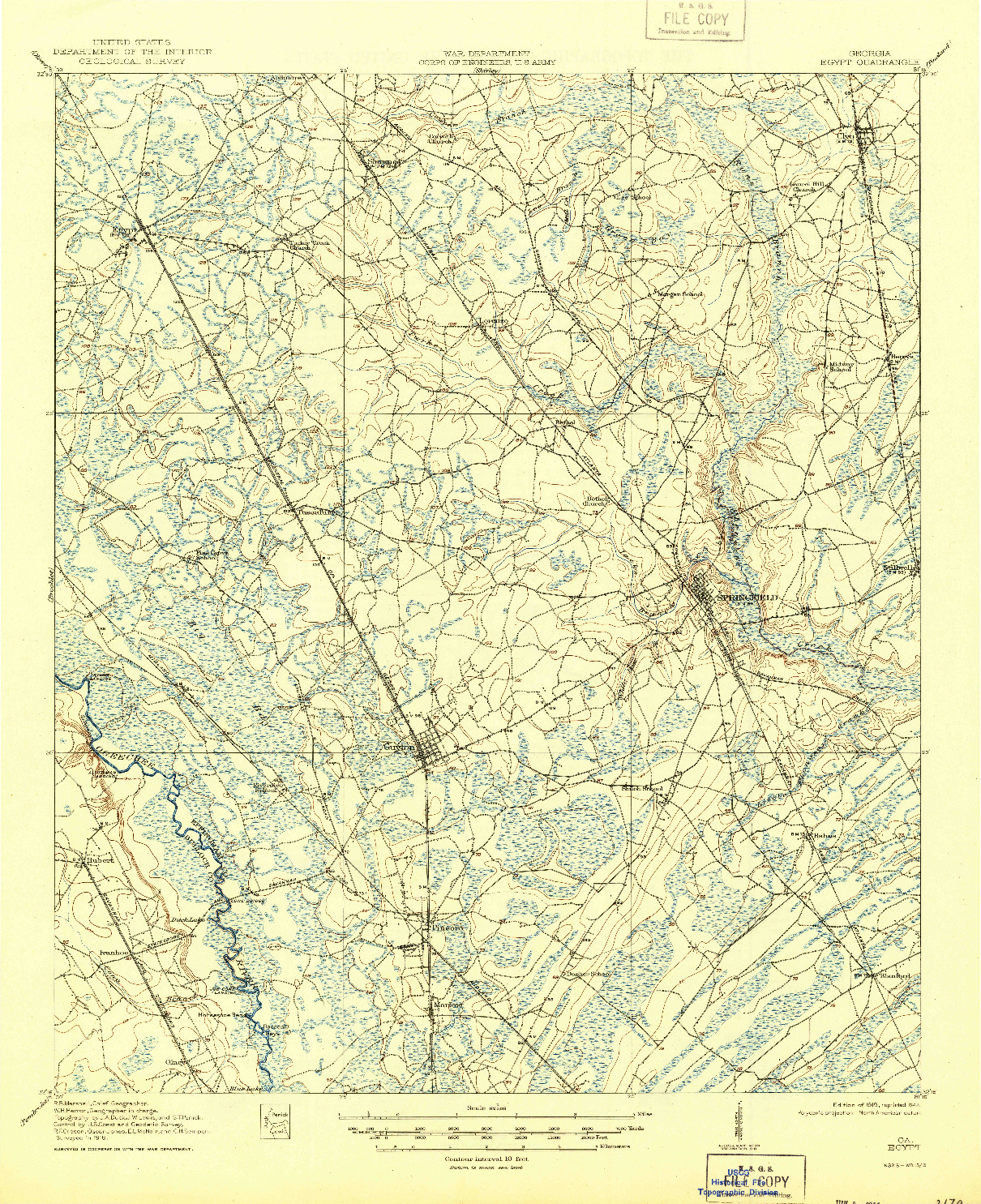 USGS 1:62500-SCALE QUADRANGLE FOR EGYPT, GA 1919