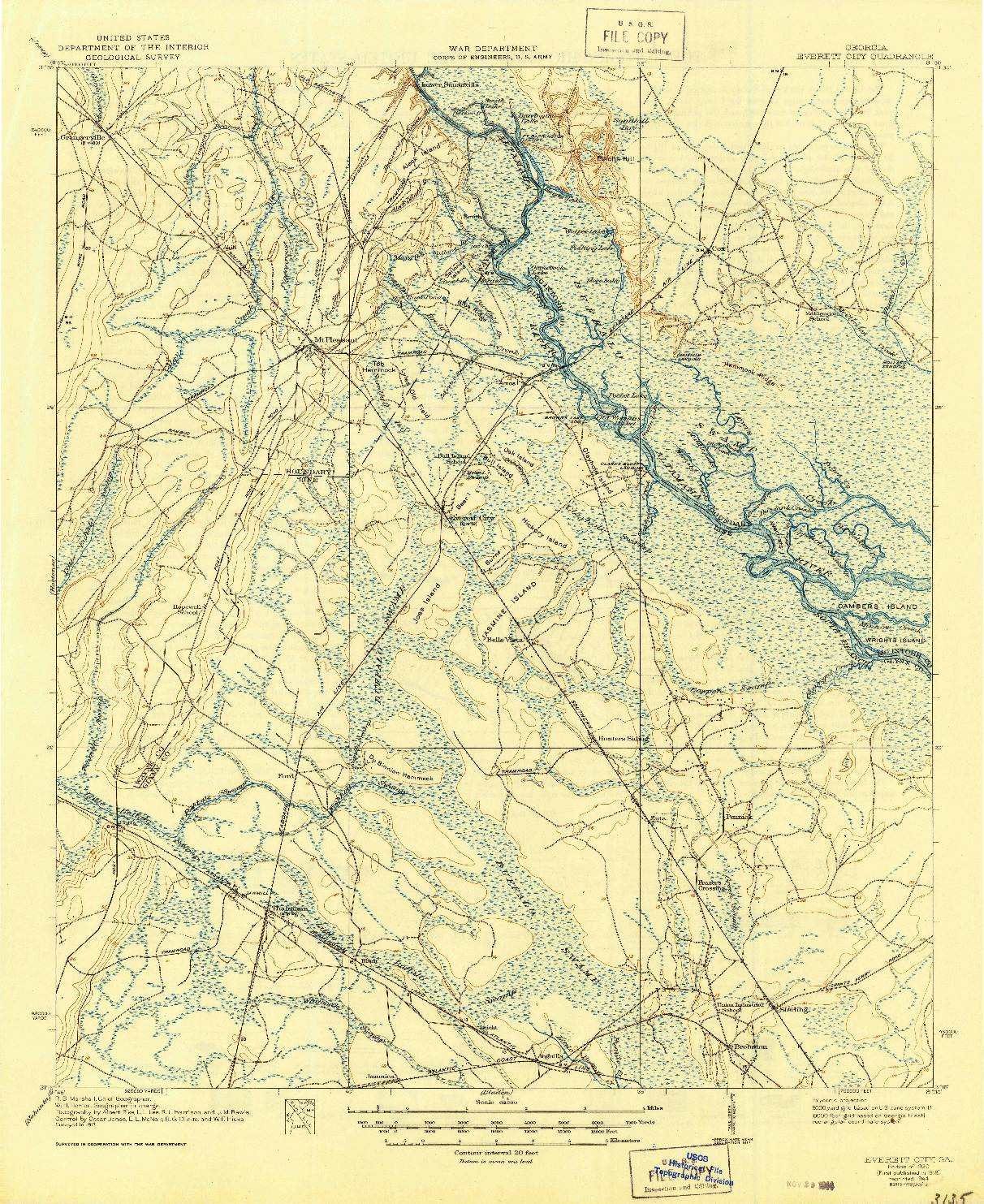 USGS 1:62500-SCALE QUADRANGLE FOR EVERETT CITY, GA 1920