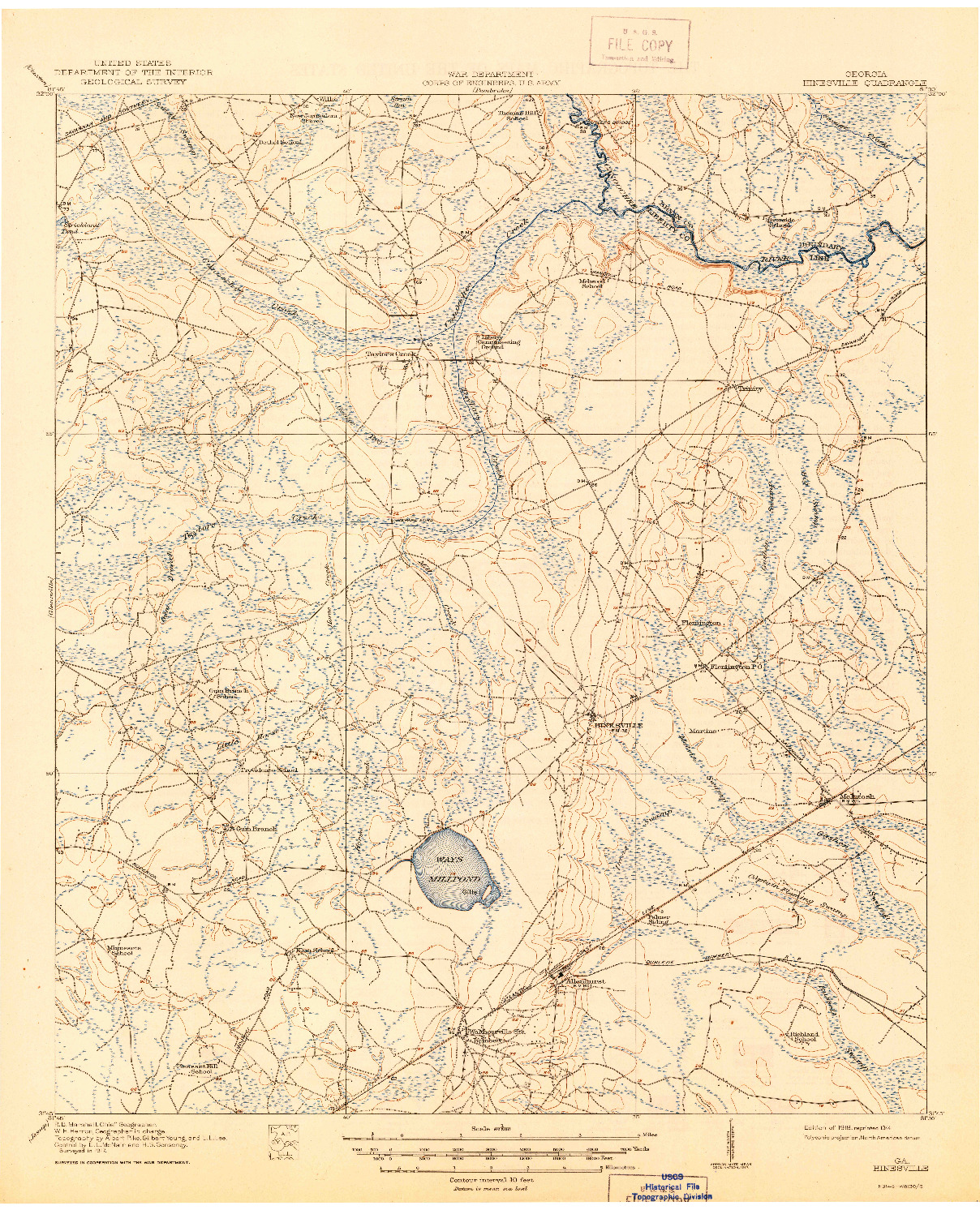USGS 1:62500-SCALE QUADRANGLE FOR HINESVILLE, GA 1918