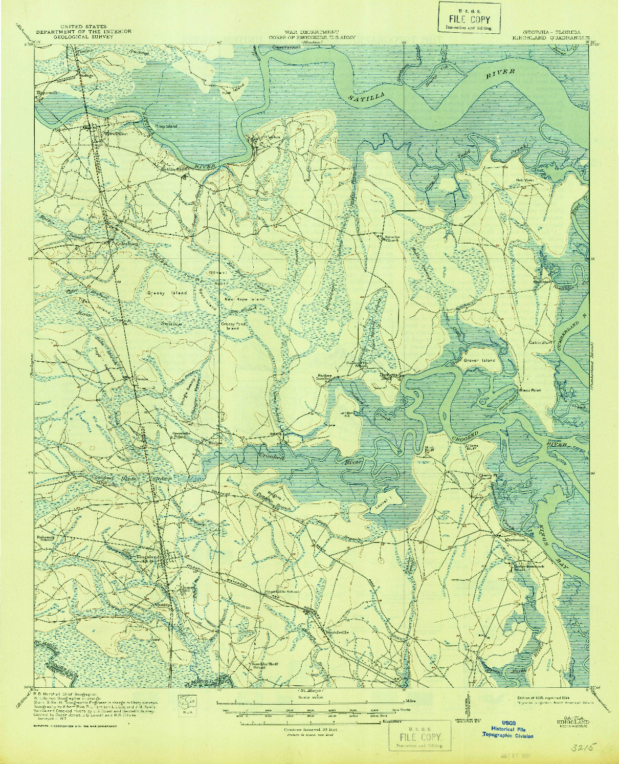 USGS 1:62500-SCALE QUADRANGLE FOR KINGSLAND, GA 1918