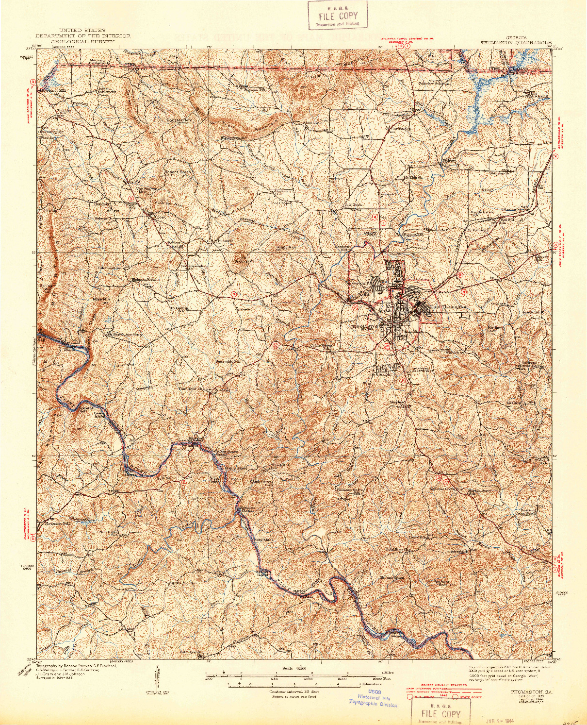 USGS 1:62500-SCALE QUADRANGLE FOR THOMASTON, GA 1939