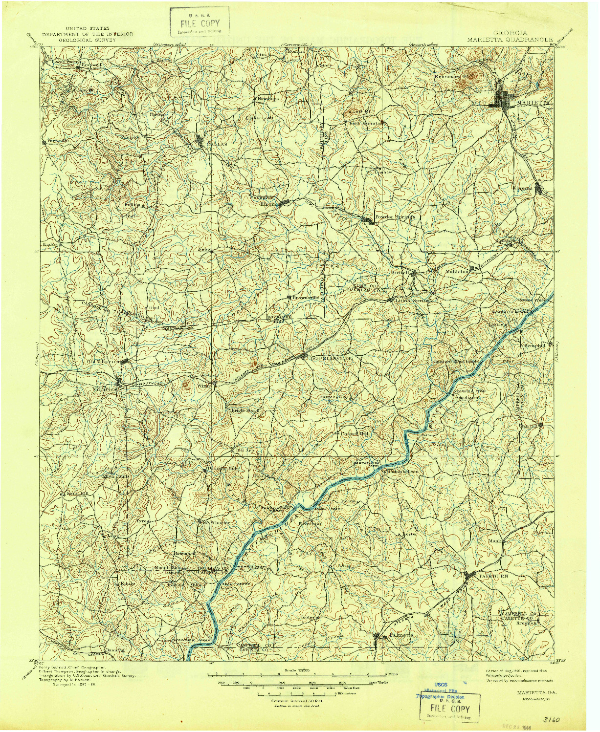 USGS 1:125000-SCALE QUADRANGLE FOR MARIETTA, GA 1901