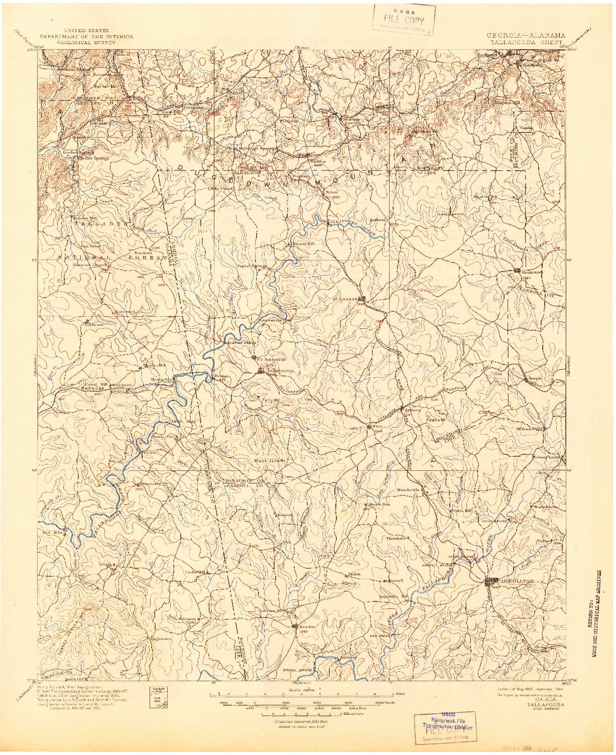 USGS 1:125000-SCALE QUADRANGLE FOR TALLAPOOSA, GA 1897