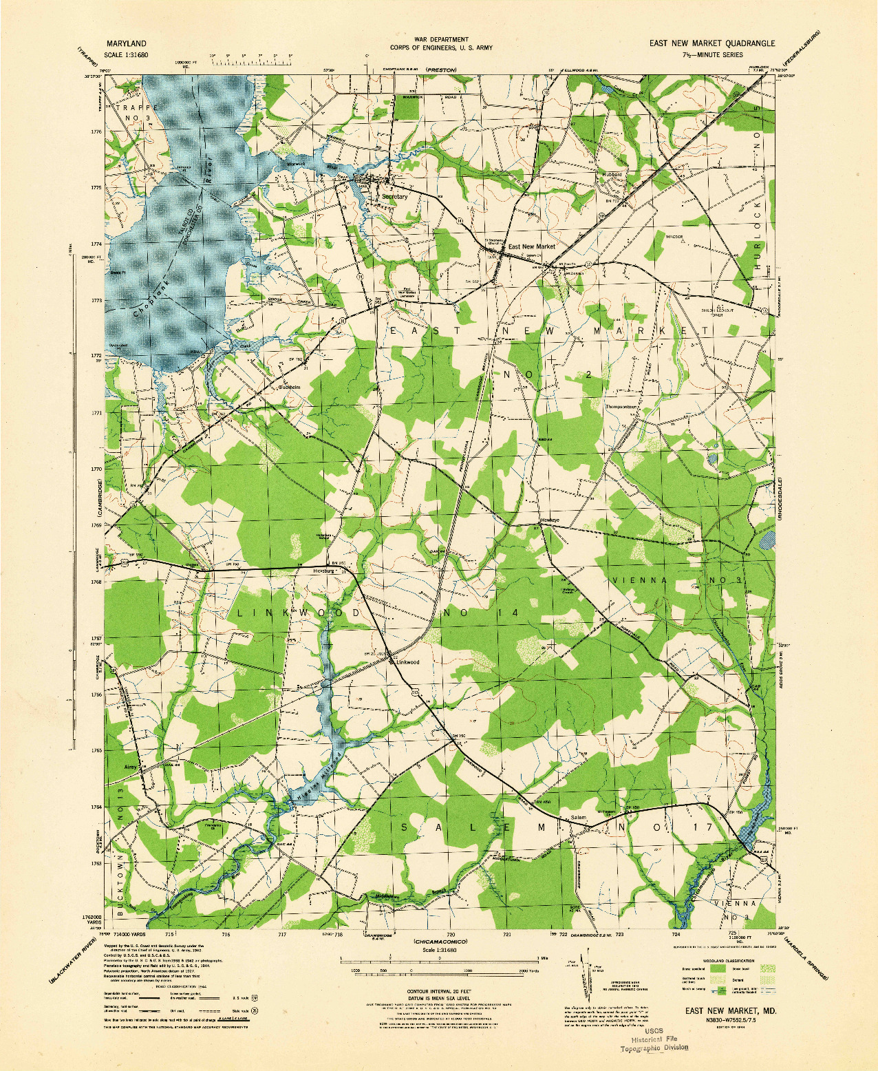 USGS 1:31680-SCALE QUADRANGLE FOR EAST NEW MARKET, MD 1944