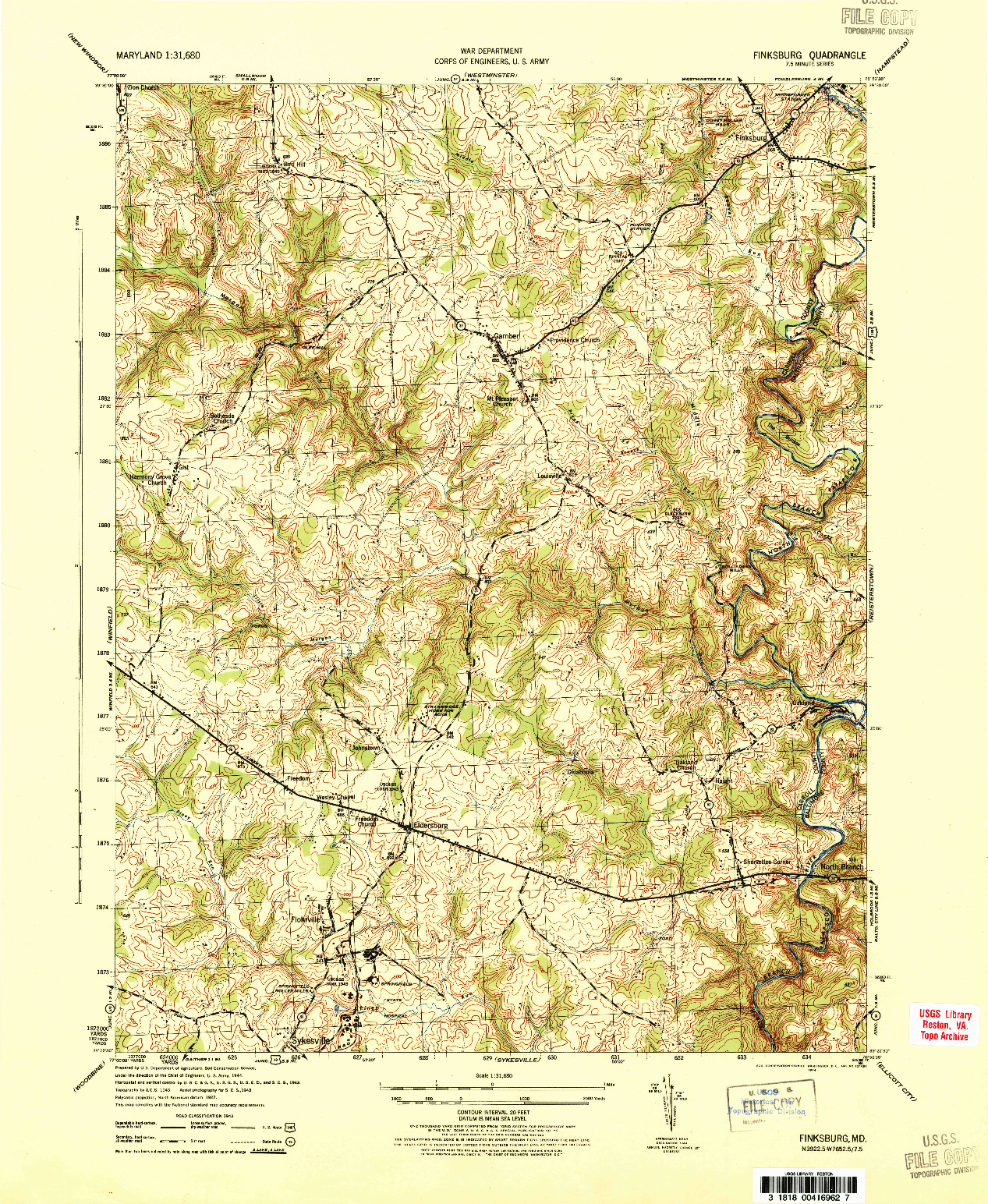 USGS 1:31680-SCALE QUADRANGLE FOR FINKSBURG, MD 1944