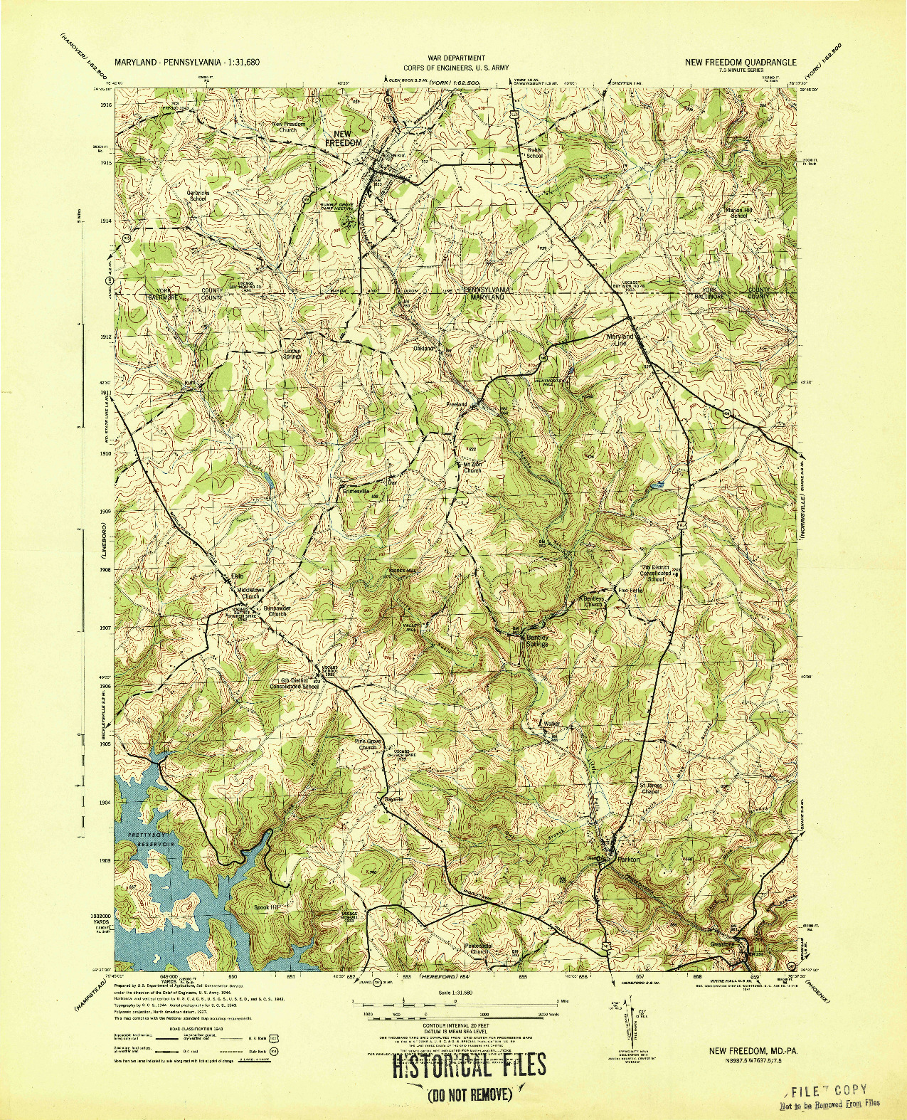 USGS 1:31680-SCALE QUADRANGLE FOR NEW FREEDOM, MD 1944