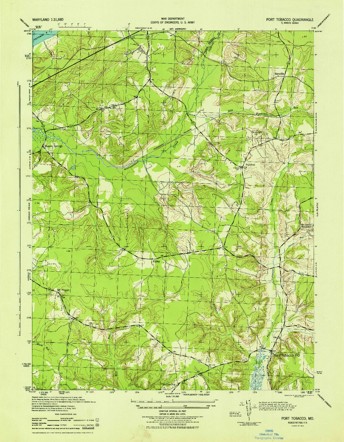 USGS 1:31680-SCALE QUADRANGLE FOR PORT TOBACCO, MD 1944