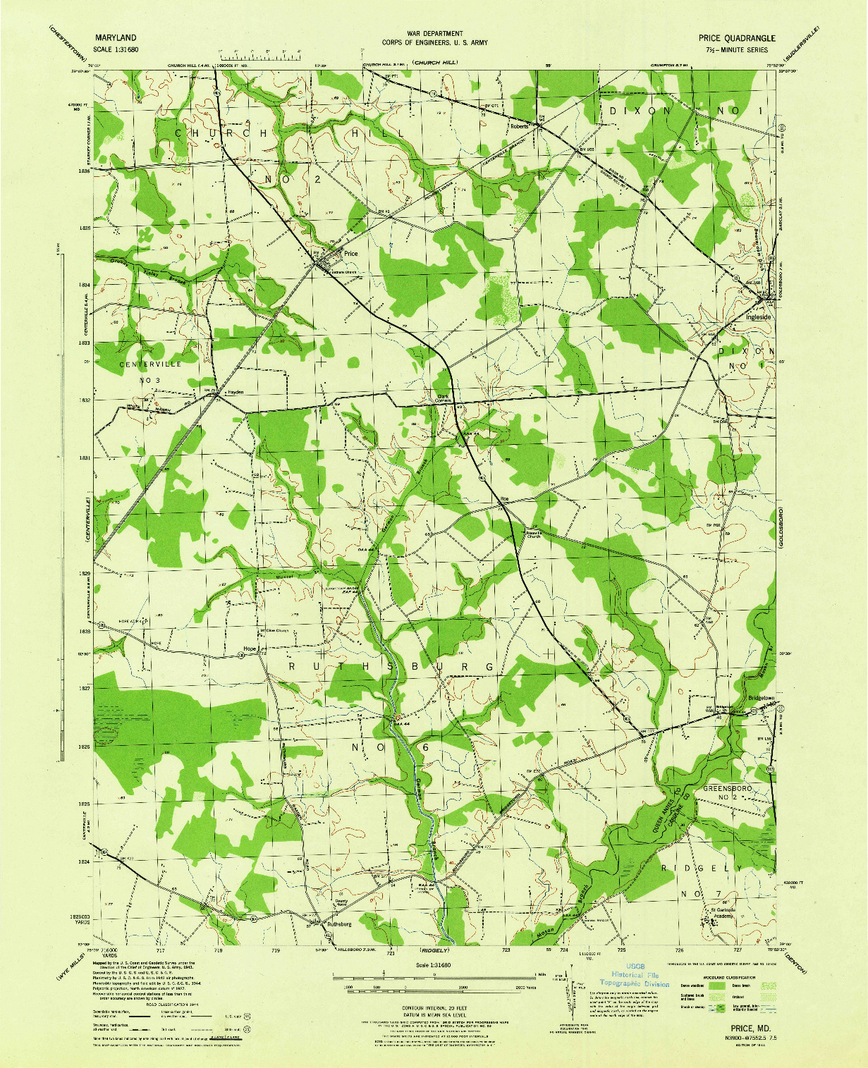 USGS 1:31680-SCALE QUADRANGLE FOR PRICE, MD 1944