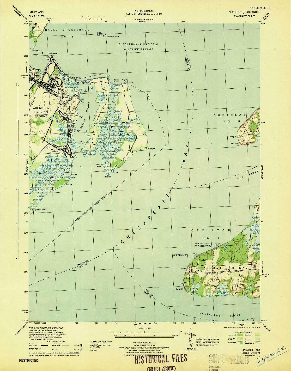 USGS 1:31680-SCALE QUADRANGLE FOR SPESUTIE, MD 1944