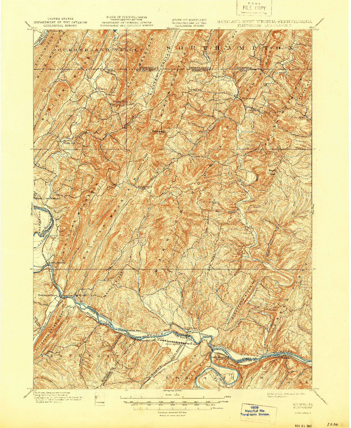 USGS 1:62500-SCALE QUADRANGLE FOR FLINTSTONE, MD 1900