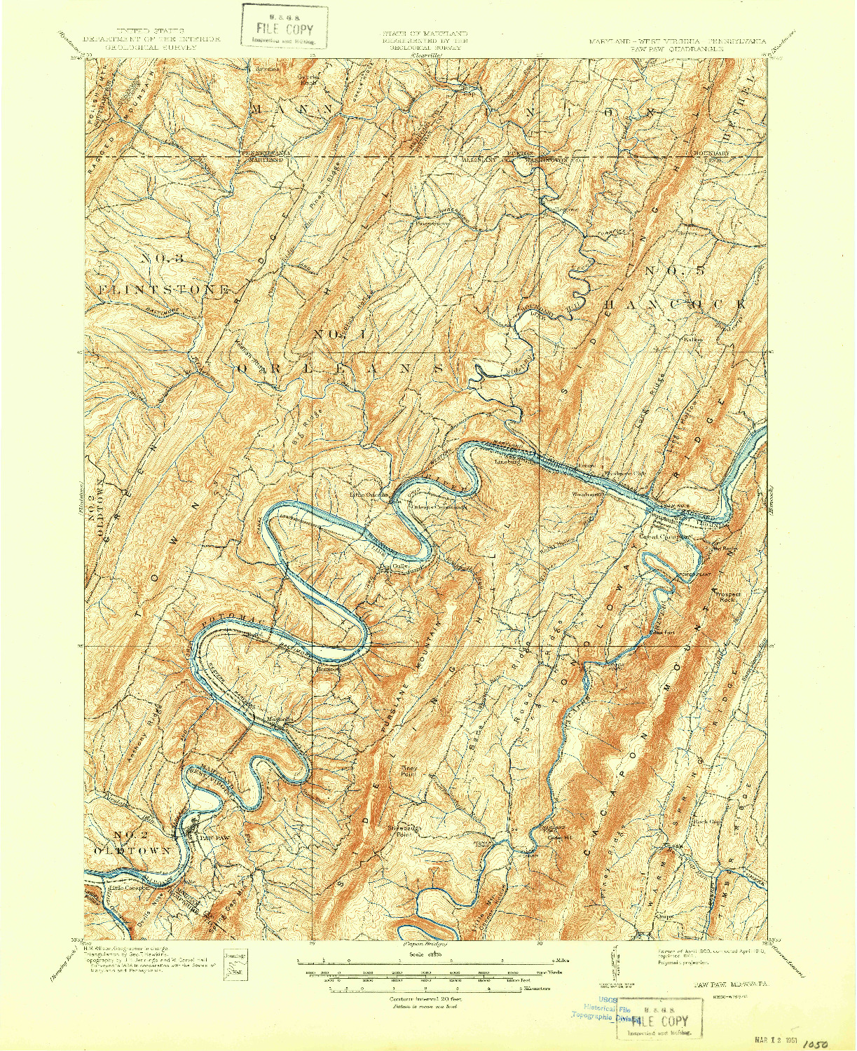 USGS 1:62500-SCALE QUADRANGLE FOR PAW PAW, MD 1900