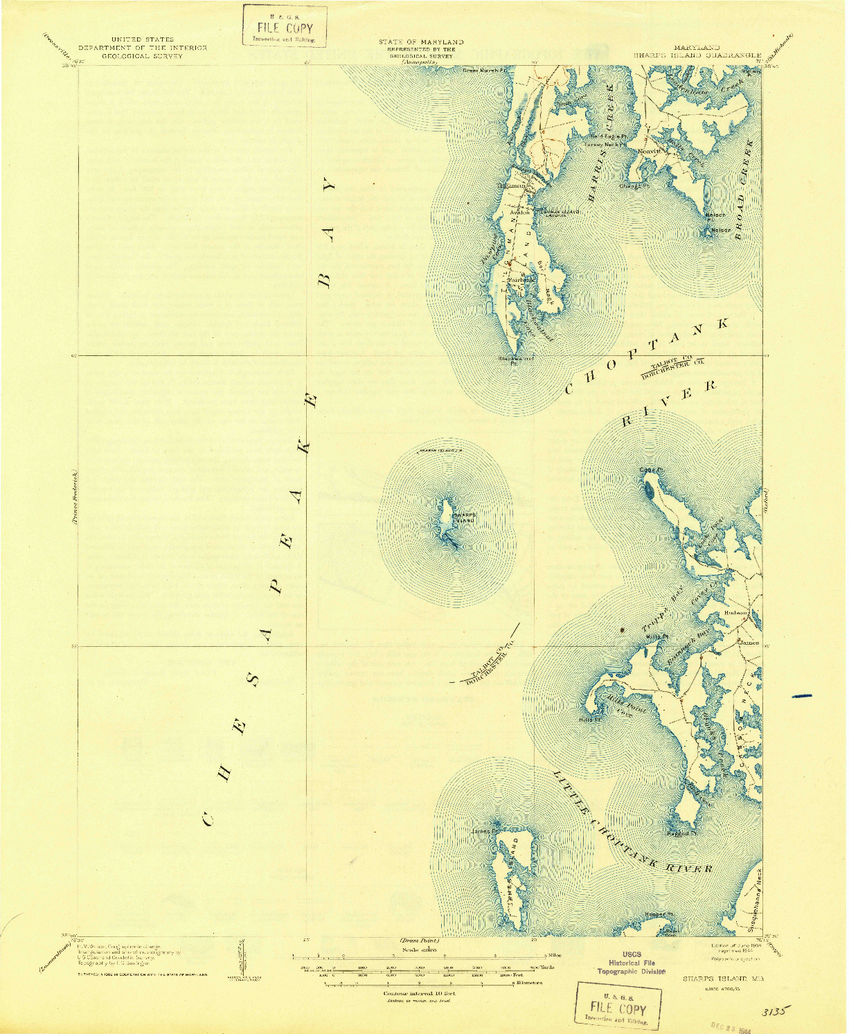 USGS 1:62500-SCALE QUADRANGLE FOR SHARPS ISLAND, MD 1904